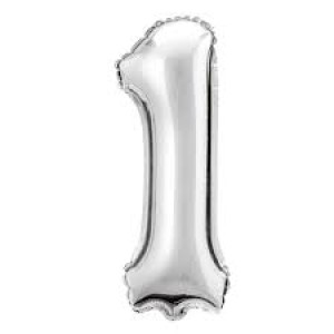 BALAO NUMERO 1 PRATA 40CM